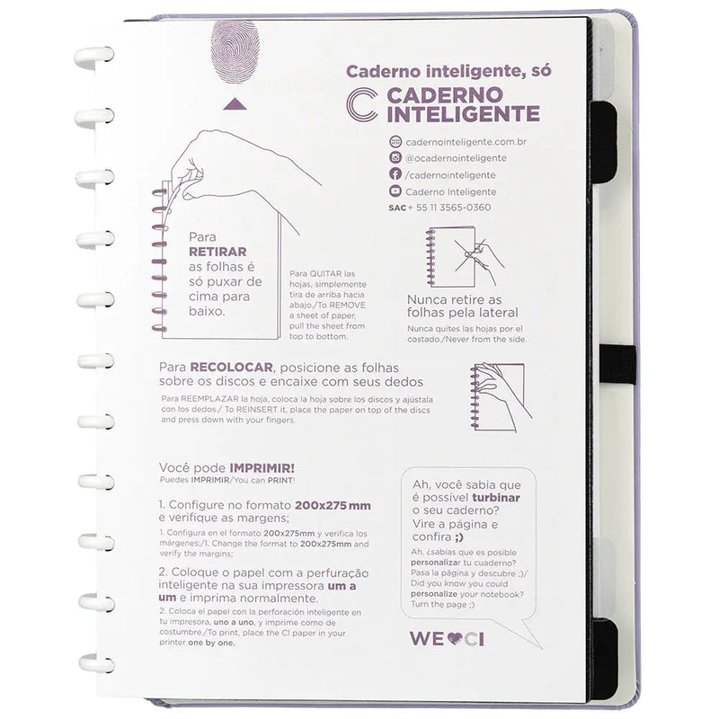 CADERNO LILÁS PASTEL