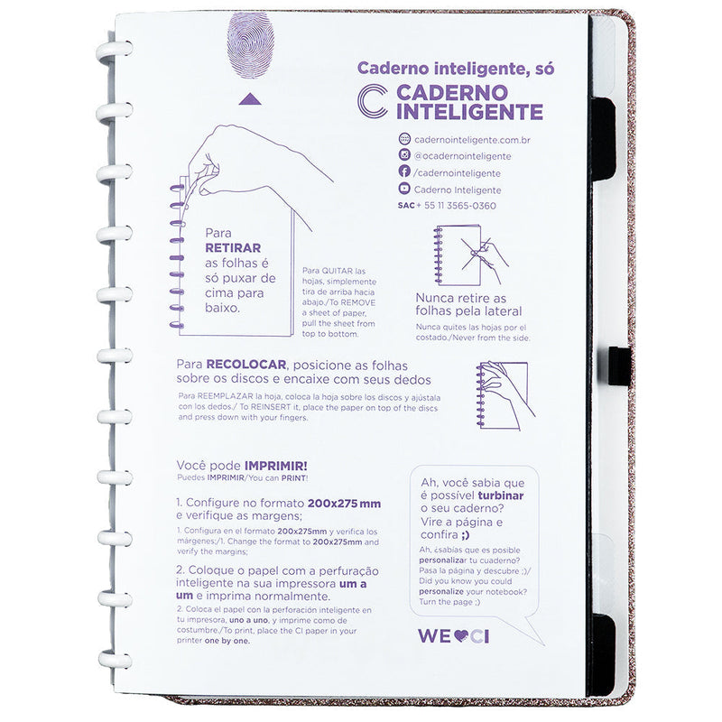 Caderno Let's Glitter Rose