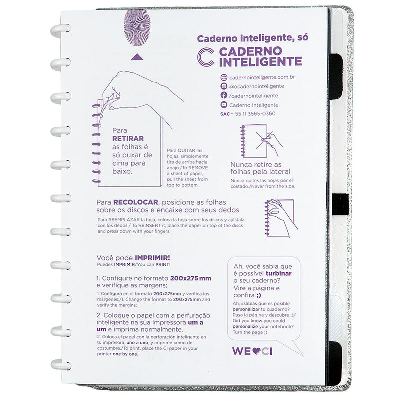 Caderno Let's Glitter Silver