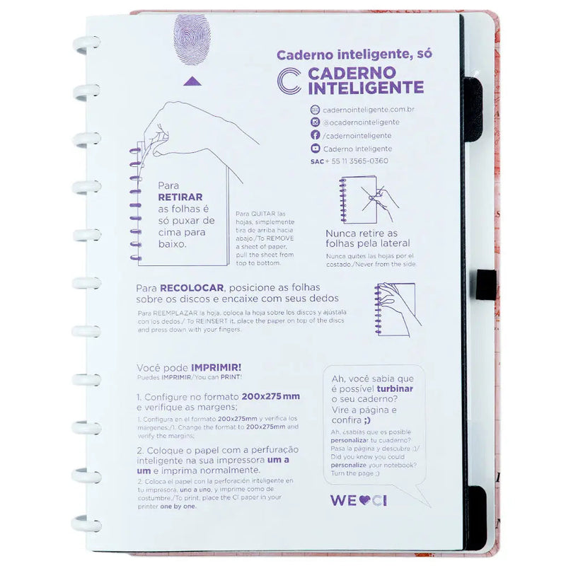 Caderno By Gocase Mapa Mundi Rosa