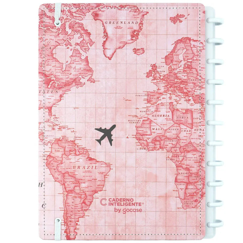 Caderno By Gocase Mapa Mundi Rosa